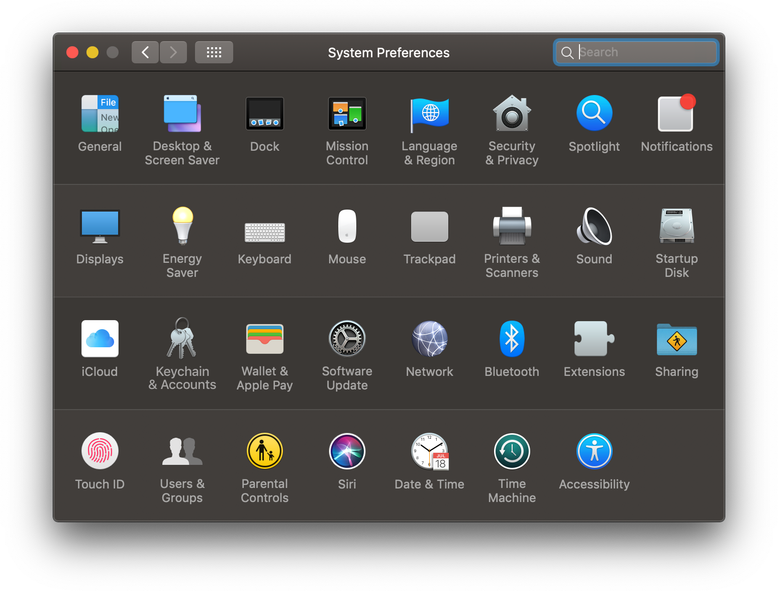 Keychain in System Preferences concept